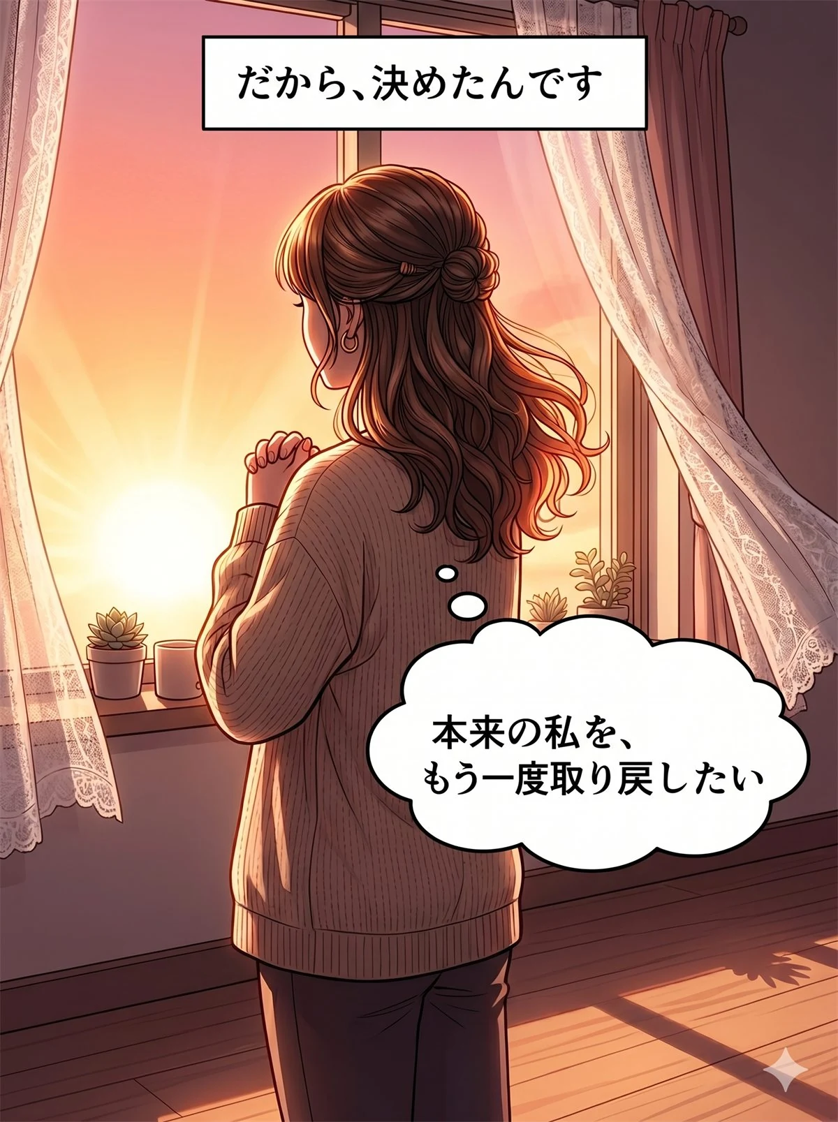 コマ6: 朝日の決意
